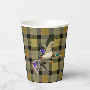 Mallard Ducks On Plaid Paper Cups