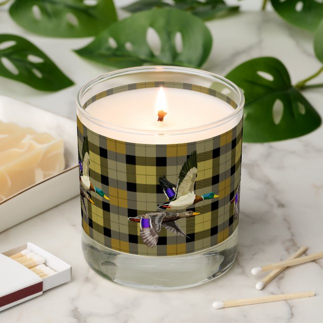 Mallard Ducks On Plaid Scented Candle (Lit)