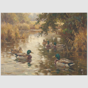 Mallard Ducks on the Pond Decoupage Tissue Paper