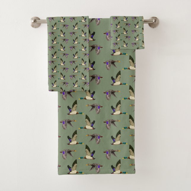 Mallard Ducks Powder Room Bath Towel Set (Insitu)