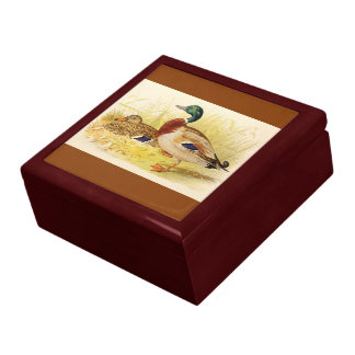 Mallard Ducks Saddle Brown Gift Box