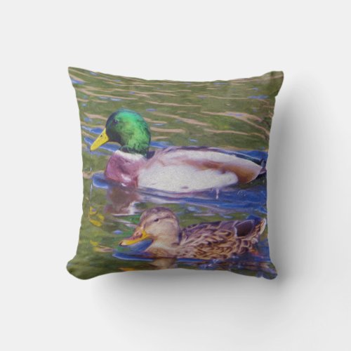 Mallard Ducks Throw Pillow