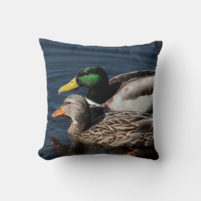 Mallard ducks throw pillow (Front)