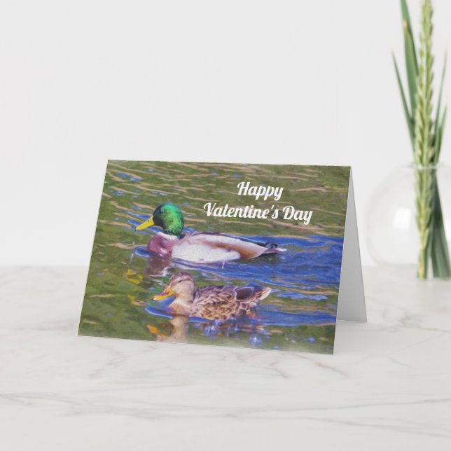 Mallard Ducks Valentine's Day Holiday Card (Front)