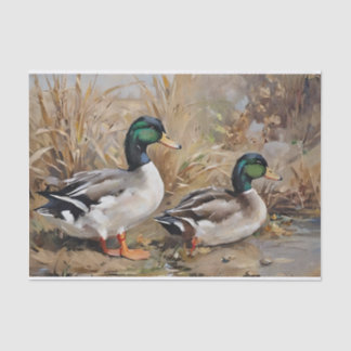 Mallard Ducks Watercolor Decoupage Tissue Paper