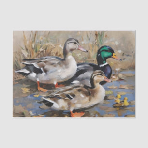 Mallard Ducks Watercolor Decoupage  Tissue Paper