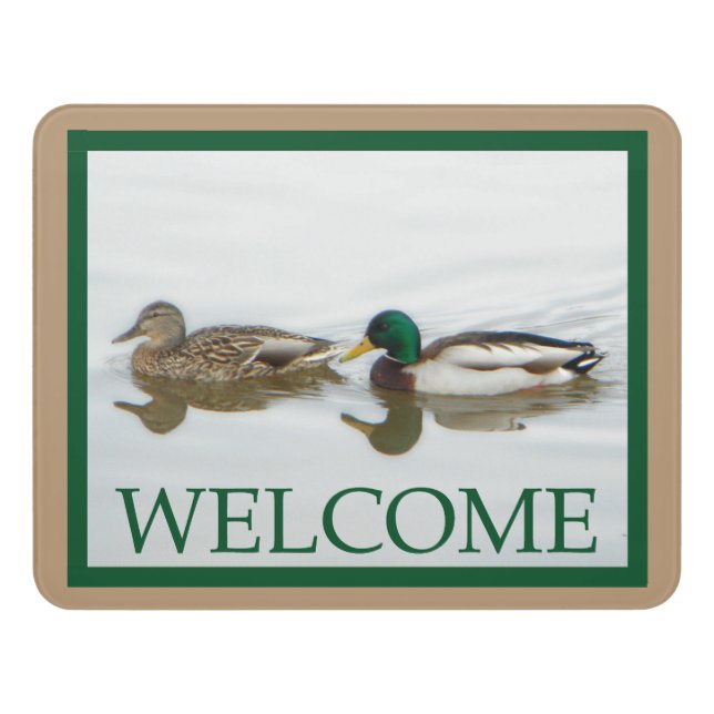 Mallard Ducks - Welcome Door Sign (Contemporary Front)
