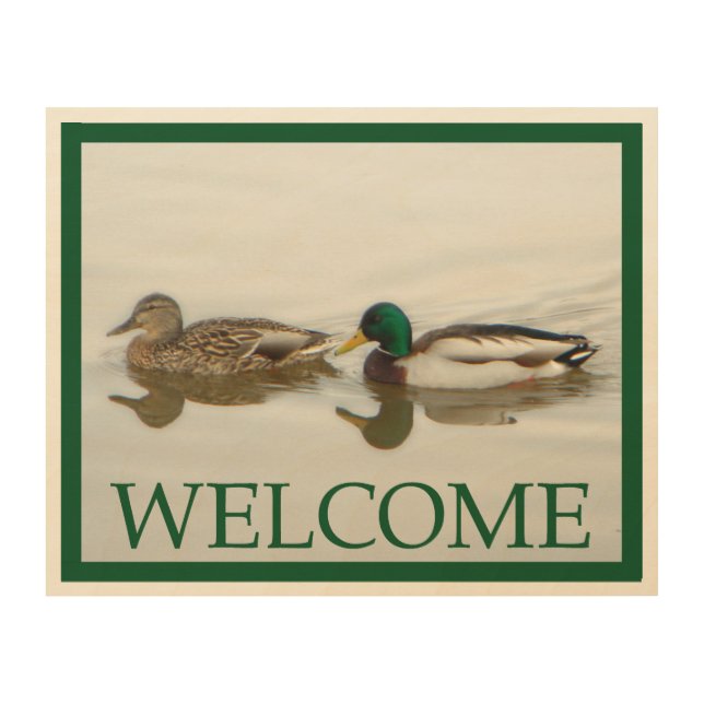 Mallard Ducks - Welcome Wood Wall Art (Front)