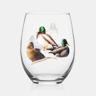 Mallard Ducks Wine Glass