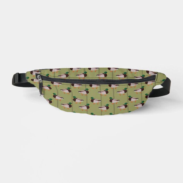 Mallard Ducks with Olive Green Stripes Fanny Pack (Front)