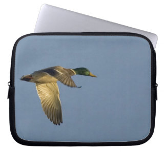 Mallard Flying in Open Sky Laptop Computer Sleeve