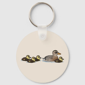 Mallard & four ducklings keychain