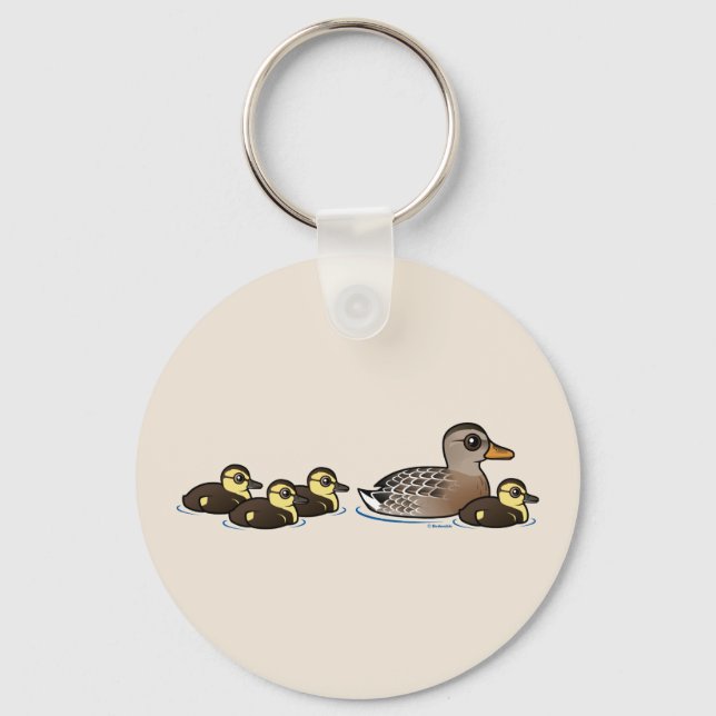 Mallard & four ducklings keychain (Front)