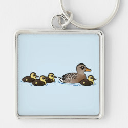 Mallard & four ducklings Premium Square Keychain
