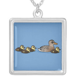 Mallard & four ducklings Large Necklace