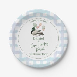 Mallard Lucky Duck 1st Birthday Paper Plates