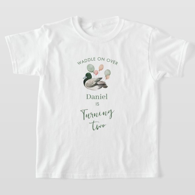 Mallard Lucky Duck Any Age Birthday  T-Shirt (Laydown)