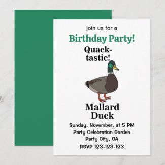 Mallard Quack-Tastic Duck Birthday Party Invitation