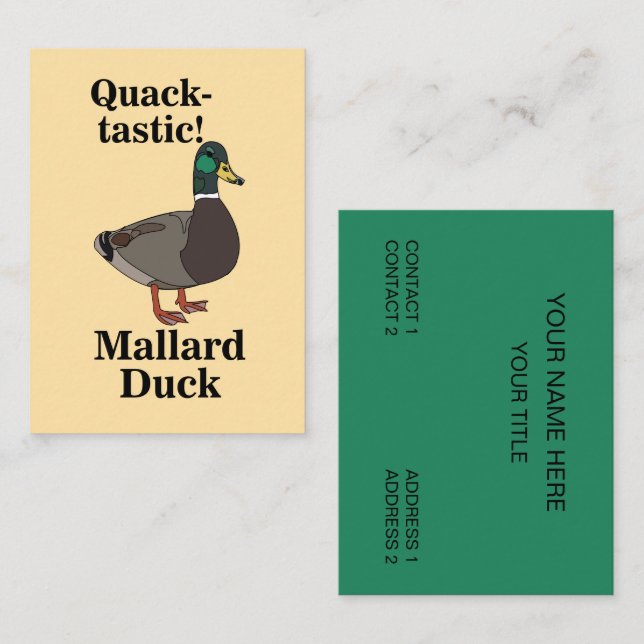 Mallard Quack-Tastic Duck  Business Card (Front/Back)