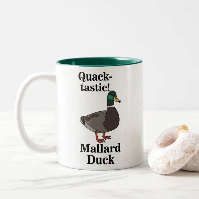 Mallard Quack-Tastic Duck  Two-Tone Coffee Mug (With Donut)