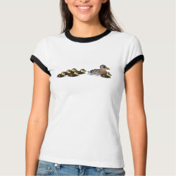 Mallard & six ducklings Ladies Ringer T-Shirt