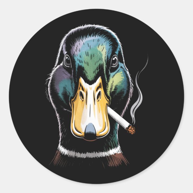 Mallard Smoking Cigarette Meme Funny Mallard Duck Classic Round Sticker (Front)
