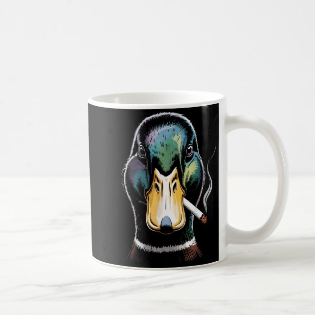 Mallard Smoking Cigarette Meme Funny Mallard Duck Coffee Mug (Right)