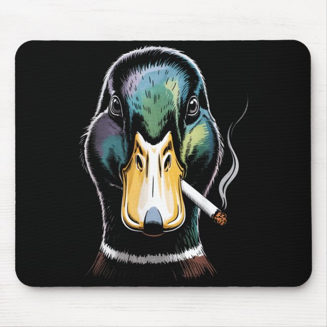 Mallard Smoking Cigarette Meme Funny Mallard Duck Mouse Pad (Front)