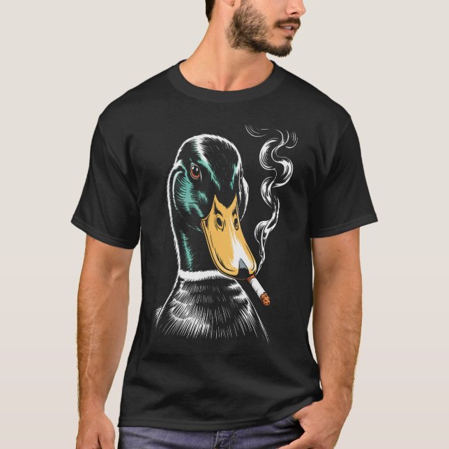 Mallard Smoking Cigarette Meme Funny Mallard Duck T-Shirt (Front)