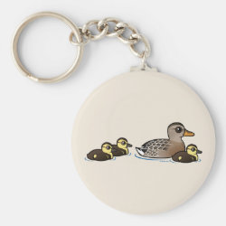 Mallard & three ducklings Basic Button Keychain