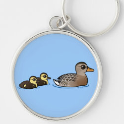 Mallard & two ducklings Premium Round Keychain