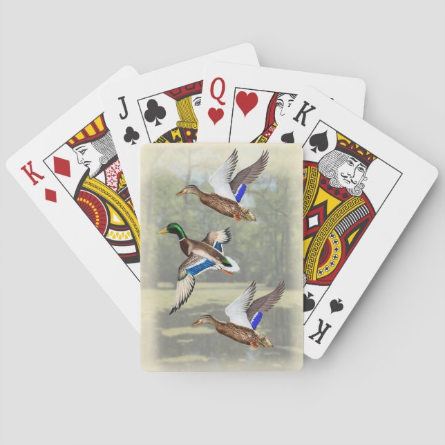 Mallards Flying Through Swamp Poker Cards (Back)