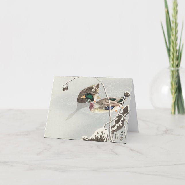 Mallards near a Snow-Covered Lotus (1925 - 1936)  Holiday Card (Front)