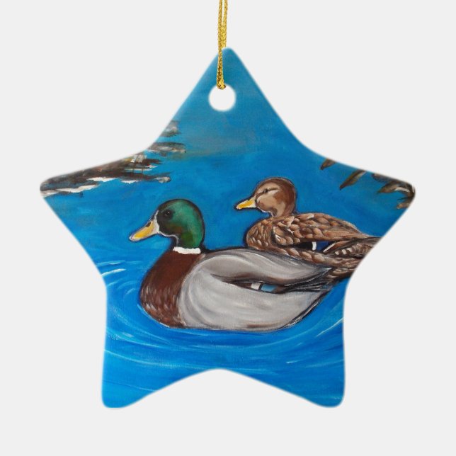 Mallards.png Ceramic Ornament (Front)