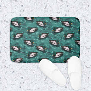 Mallards Swimming in the Water Pattern Bath Mat