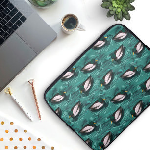 Mallards Swimming in the Water Pattern Laptop Sleeve