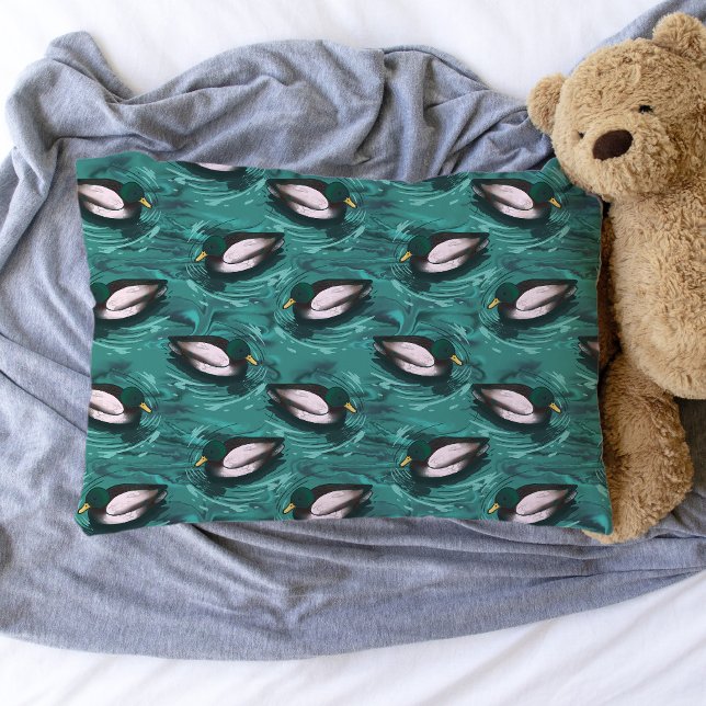Mallards Swimming in the Water Pattern Pillow Case (Mallards in the water pillowcase)