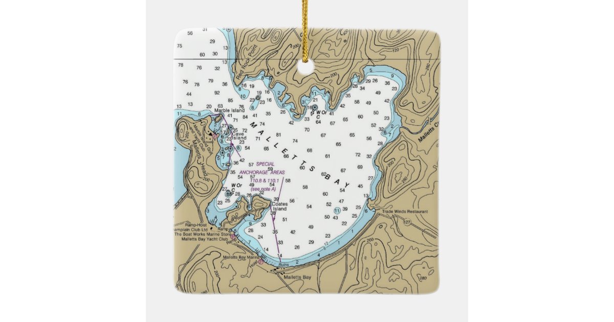 Malletts Bay VT Nautical Chart Ceramic Ornament Zazzle