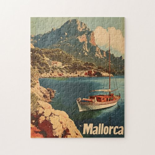 Mallorca Coastal Bliss Vintage Postcard Jigsaw Puzzle