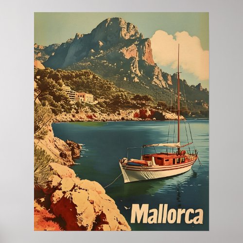 Mallorca Coastal Bliss Vintage Postcard Poster