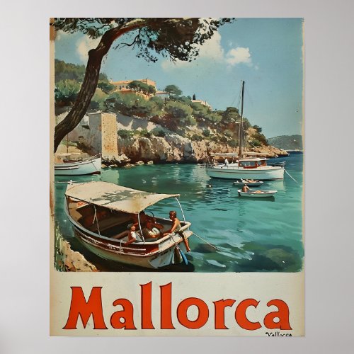 Mallorca Coastal Bliss Vintage Postcard Poster