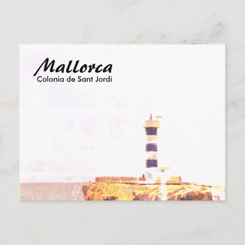 Mallorca Colonia de Sant Jordi Lighthouse Art Postcard