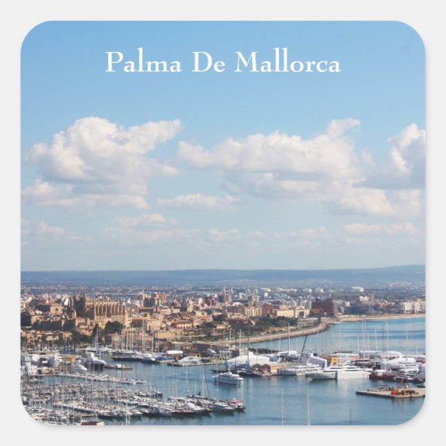 Mallorca seascape square sticker (Front)
