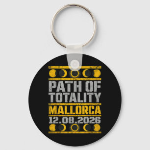 Mallorca Solar Eclipse 2026 - Industrial Stencil Keychain