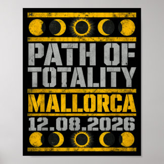 Mallorca Solar Eclipse 2026 - Industrial Stencil Poster