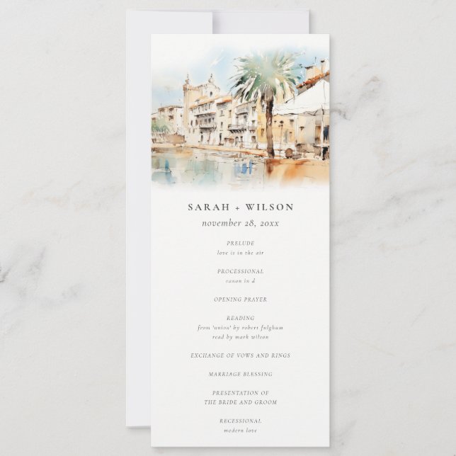 Mallorca Spain Landscape Wedding Program (Front)