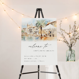 Mallorca Spain Landscape Wedding Welcome Foam Board