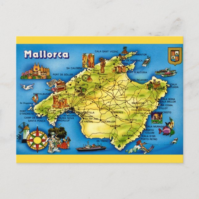 Mallorca Spain Map Postcard (Front)