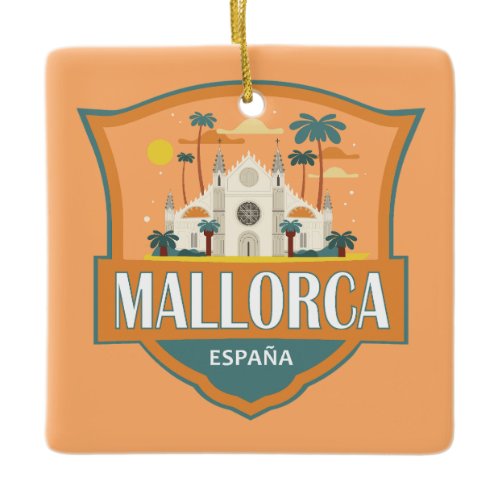 Mallorca Spain Travel Retro Badge Ceramic Ornament