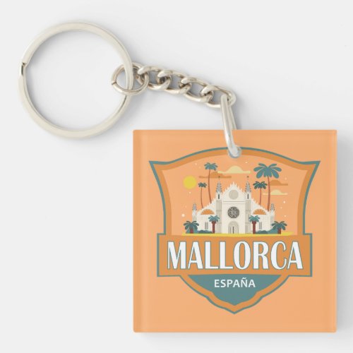 Mallorca Spain Travel Retro Badge Keychain